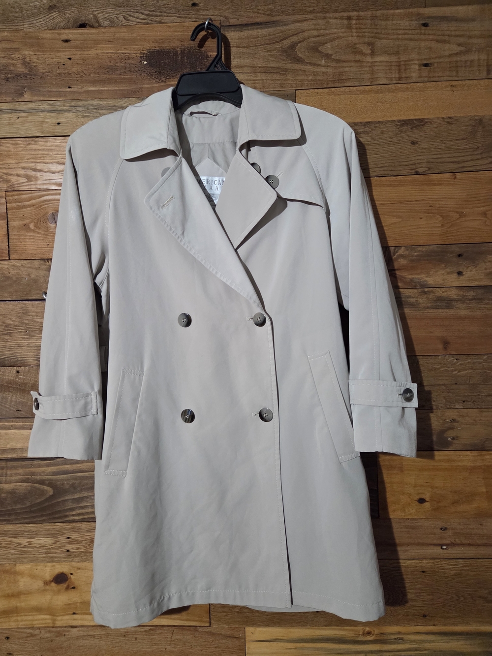 VTG American Bazaar Women's S Khaki Trench Coat Double Breasted Classic